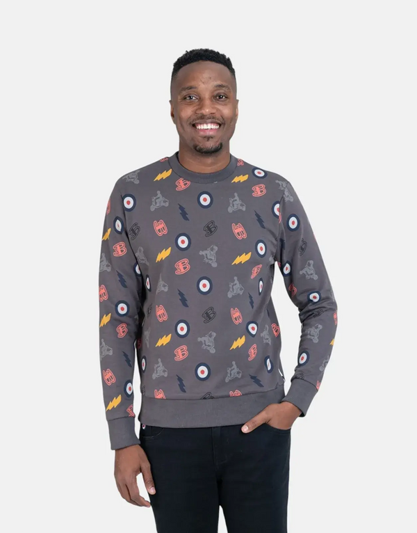 Ben Sherman All Over Print Charcoal Sweatshirt