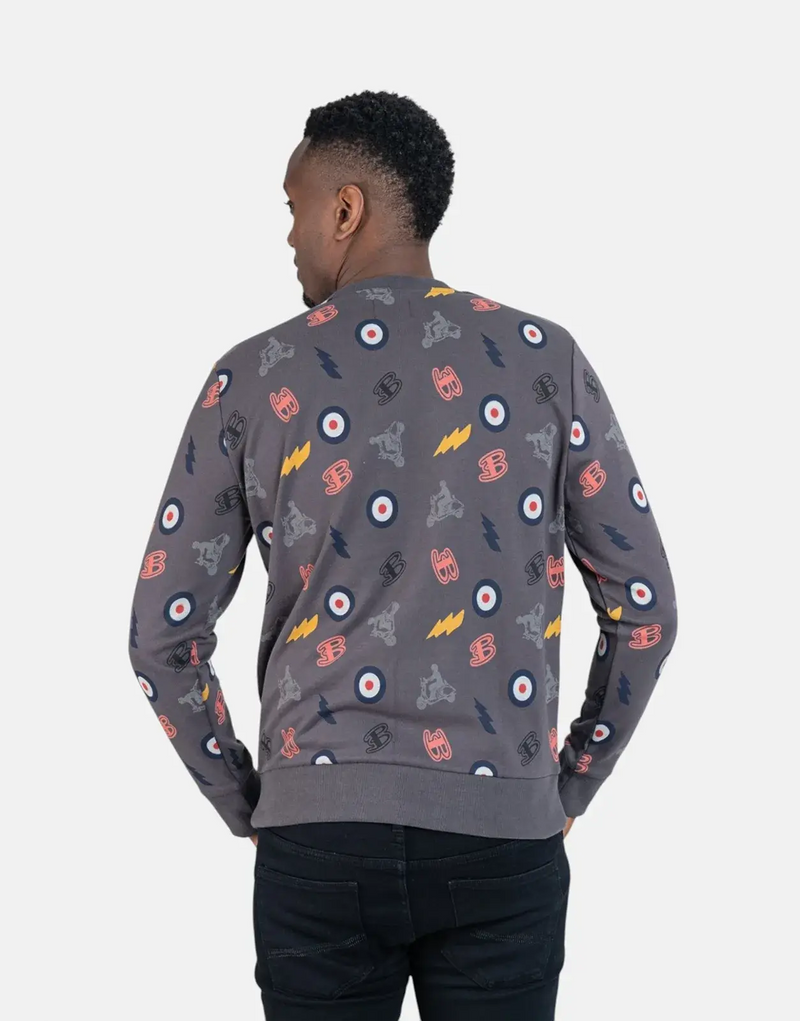 Ben Sherman All Over Print Charcoal Sweatshirt