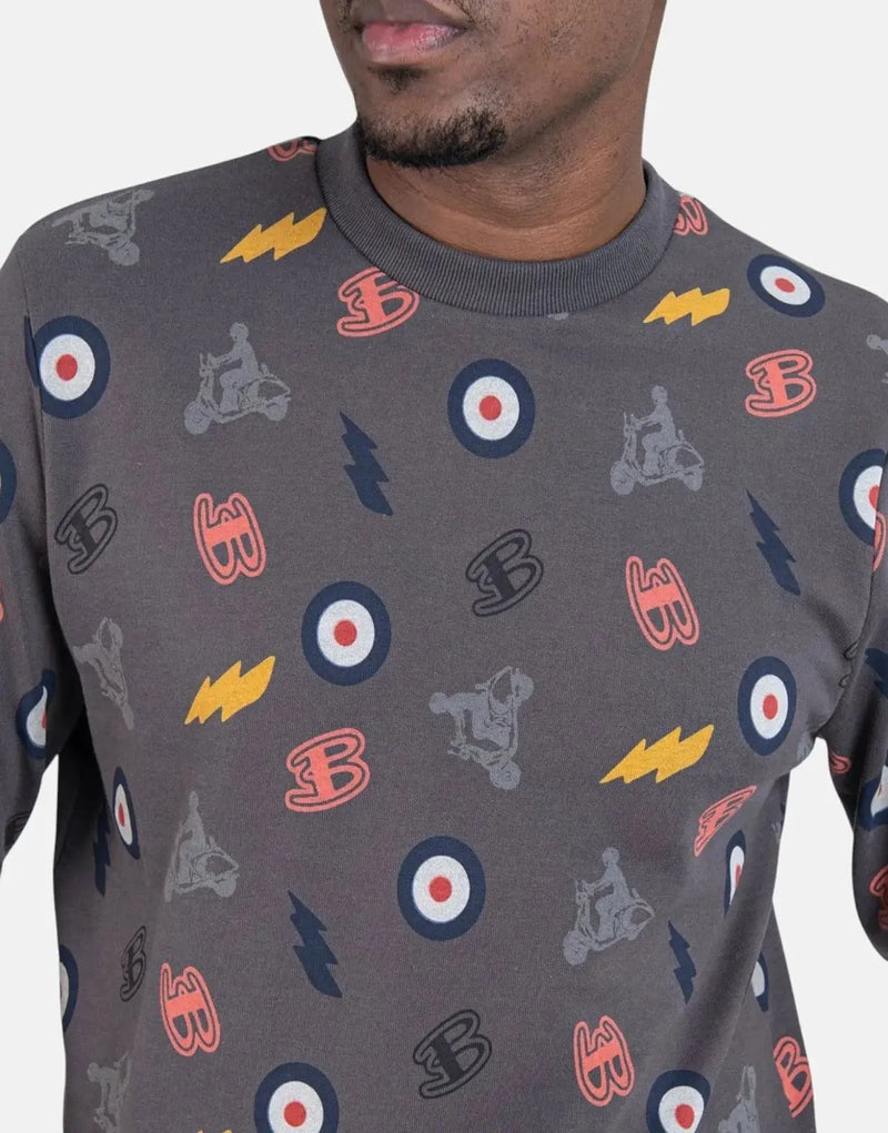 Ben Sherman All Over Print Charcoal Sweatshirt