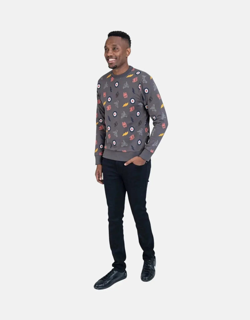 Ben Sherman All Over Print Charcoal Sweatshirt