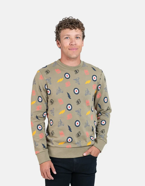 Ben Sherman All Over Print Olive Sweatshirt