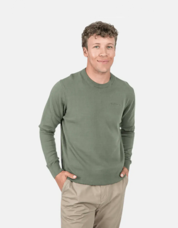 Ben Sherman Crew Neck Olive Knitwear