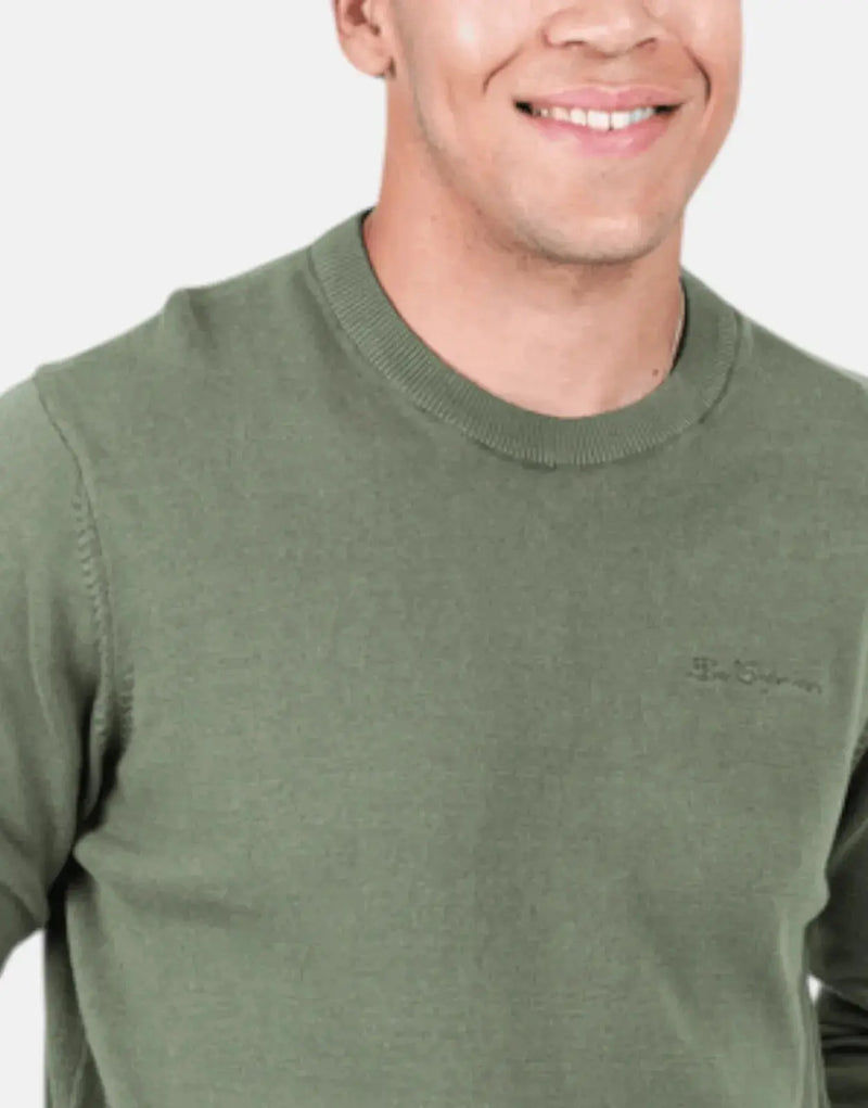 Ben Sherman Crew Neck Olive Knitwear