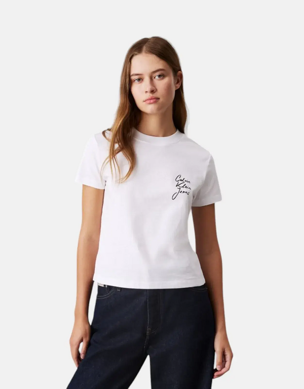 Calvin Klein Script Institutional Baby White T-Shirt