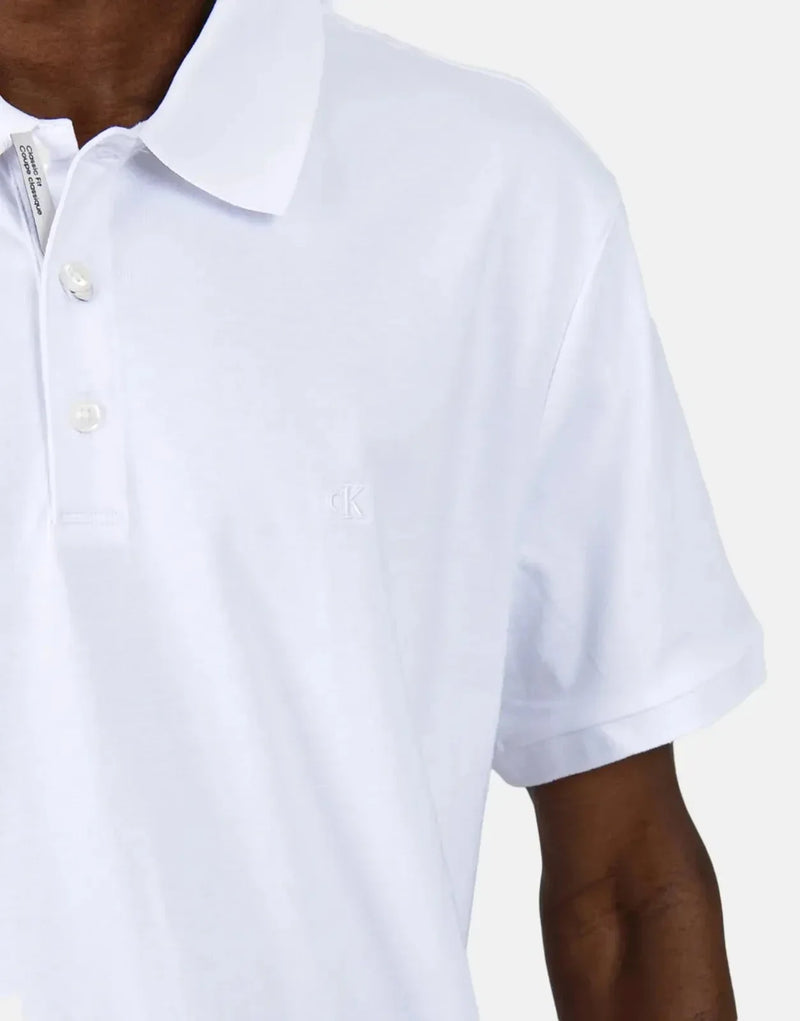Calvin Klein Smooth Cotton Solid White Polo Shirt