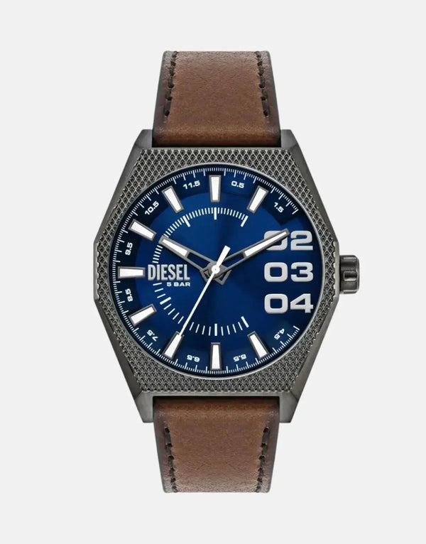 Diesel Scraper Brown NSBB Mixed Leather Watch