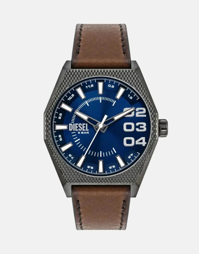 Diesel Scraper Brown NSBB Mixed Leather Watch