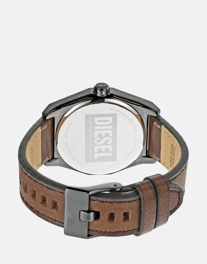 Diesel Scraper Brown NSBB Mixed Leather Watch