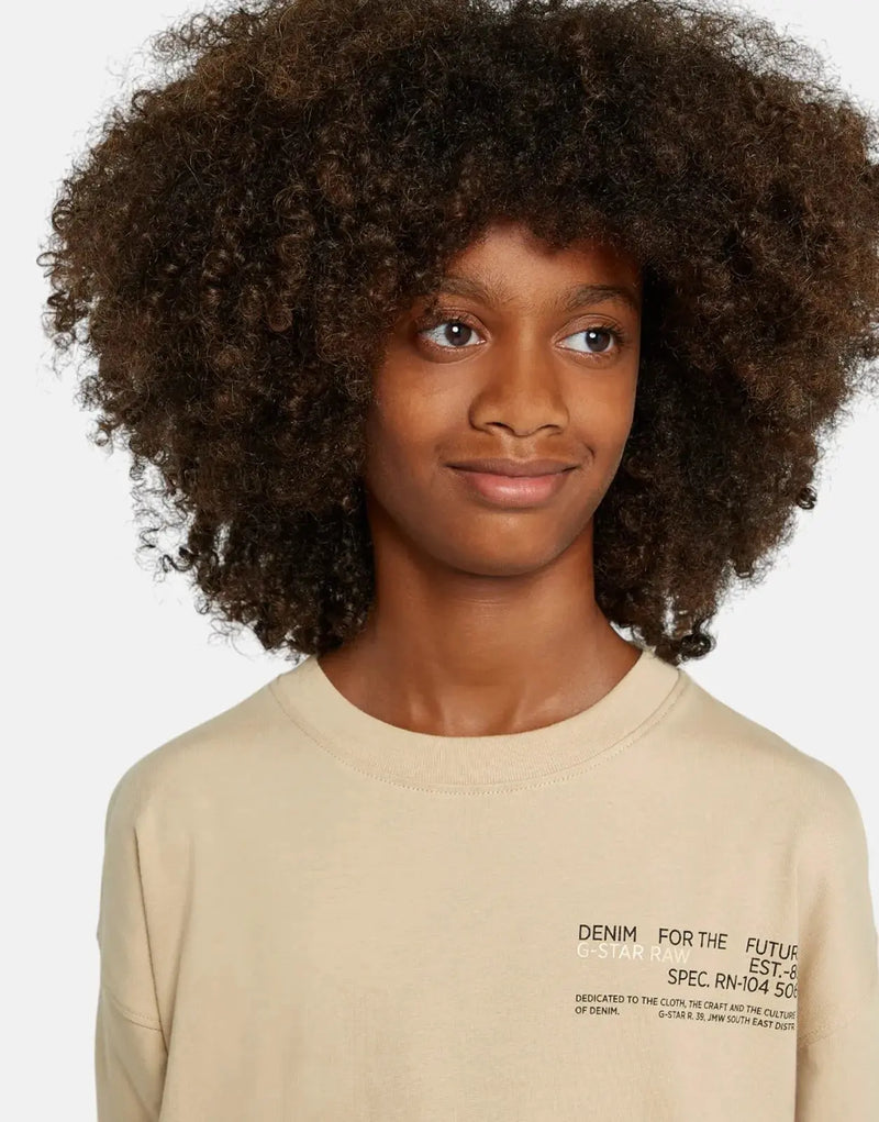 G-Star RAW Boys Boxy Cream T-Shirt