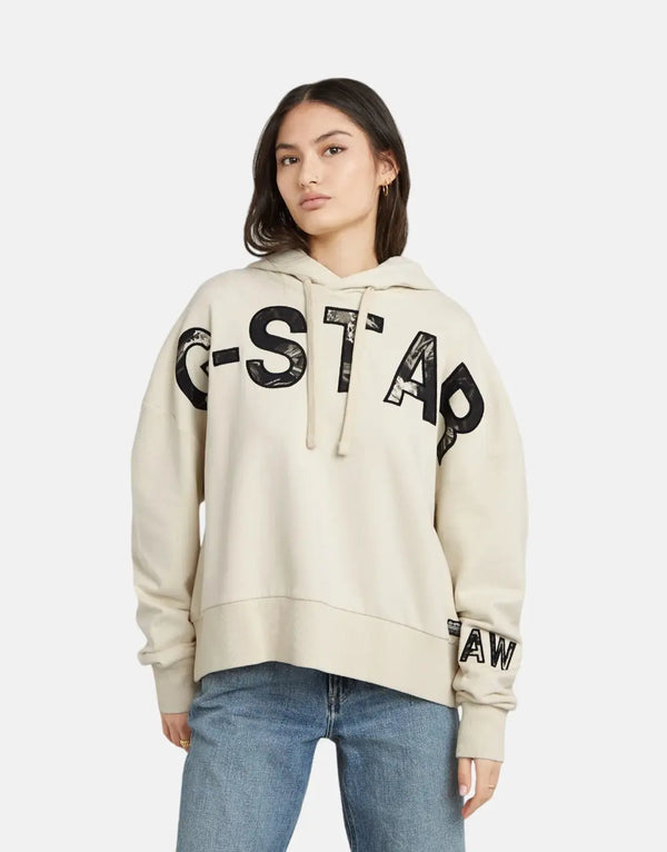 G-Star RAW Embro Print Oversized Hoodie Chalk