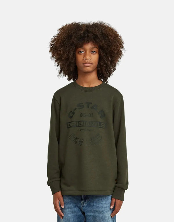 G-Star RAW Kids Crew Unbrushed Grey Sweatshirt