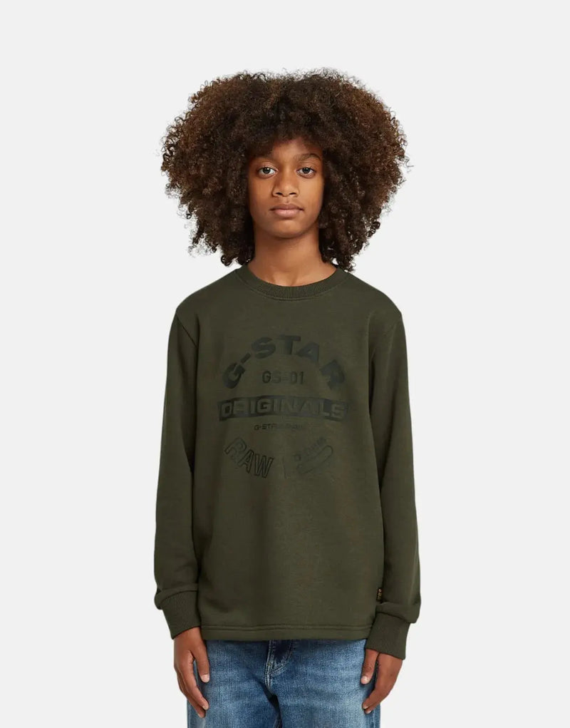 G-Star RAW Kids Crew Unbrushed Grey Sweatshirt