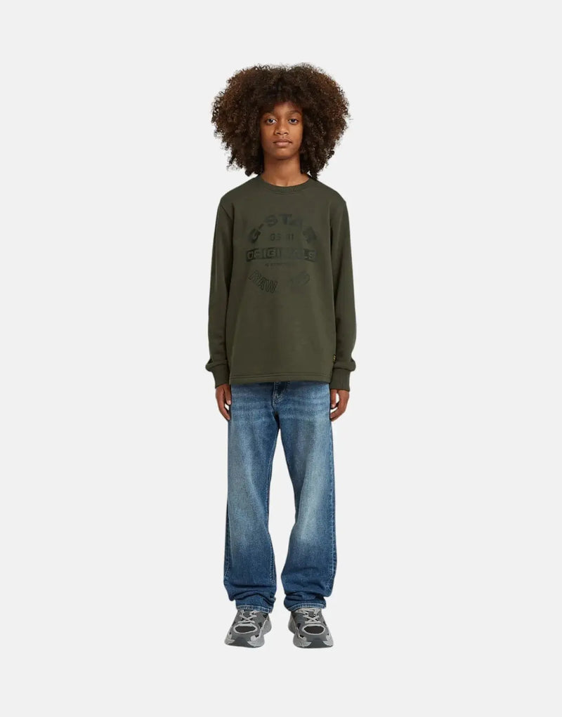 G-Star RAW Kids Crew Unbrushed Grey Sweatshirt
