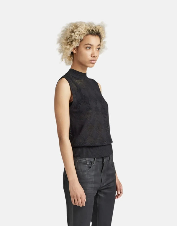 G-Star RAW Pointelle Mock Knitted Caviar Sweater
