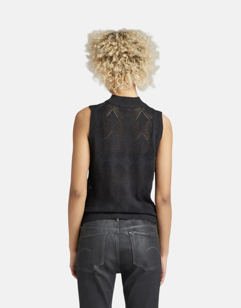 G-Star RAW Pointelle Mock Knitted Caviar Sweater
