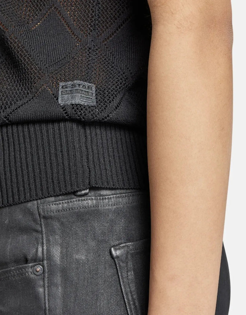 G-Star RAW Pointelle Mock Knitted Caviar Sweater