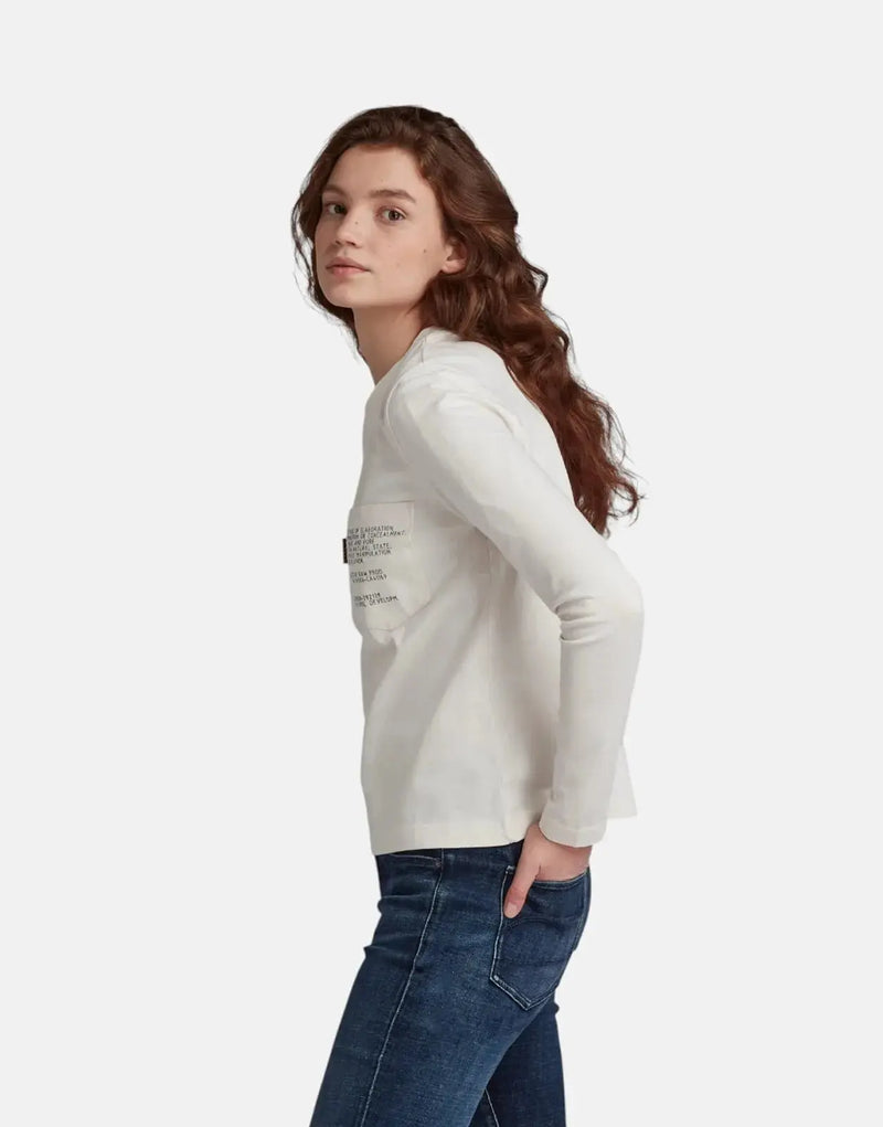 G-Star RAW Text Pocket Loose Milk Top