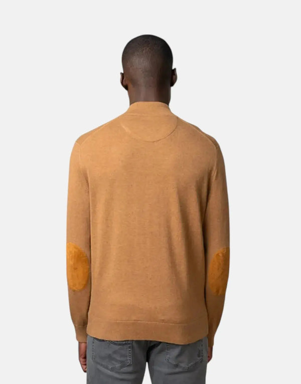 Polo 1/4 Zip Funnel Neck Camel Knitwear