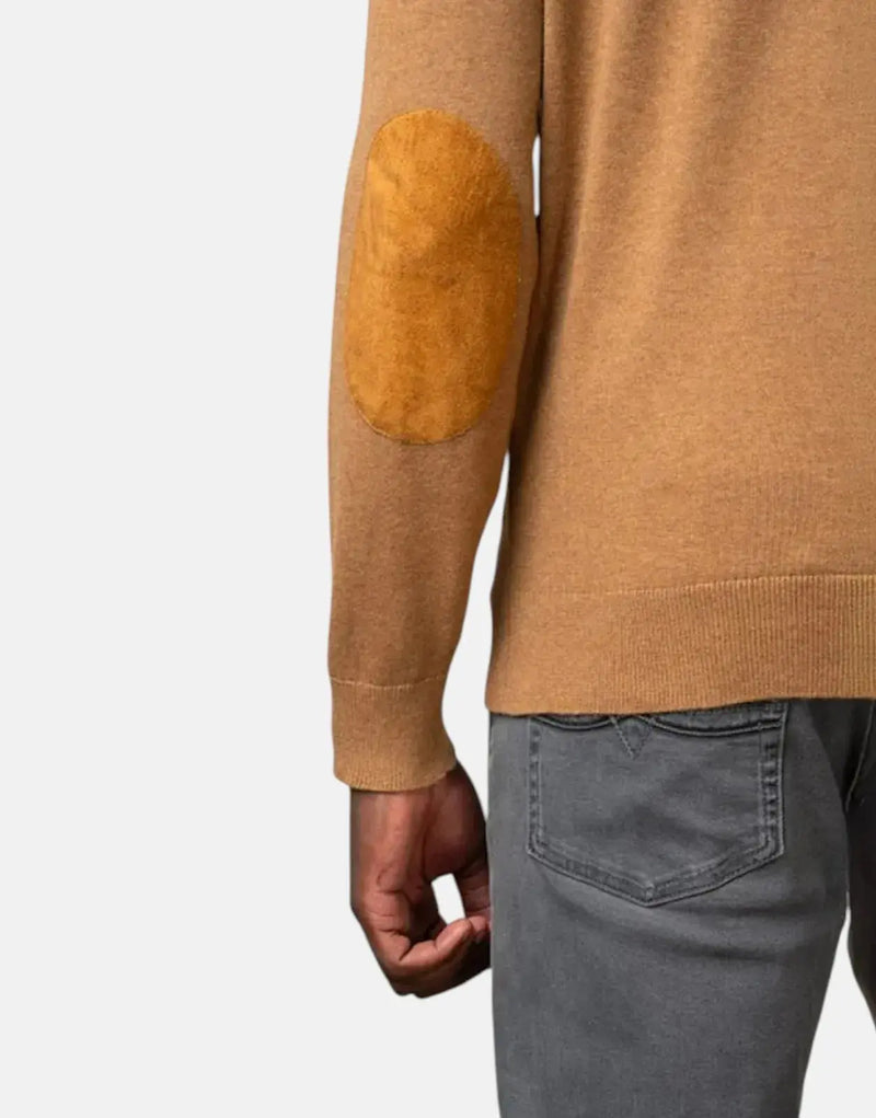 Polo 1/4 Zip Funnel Neck Camel Knitwear