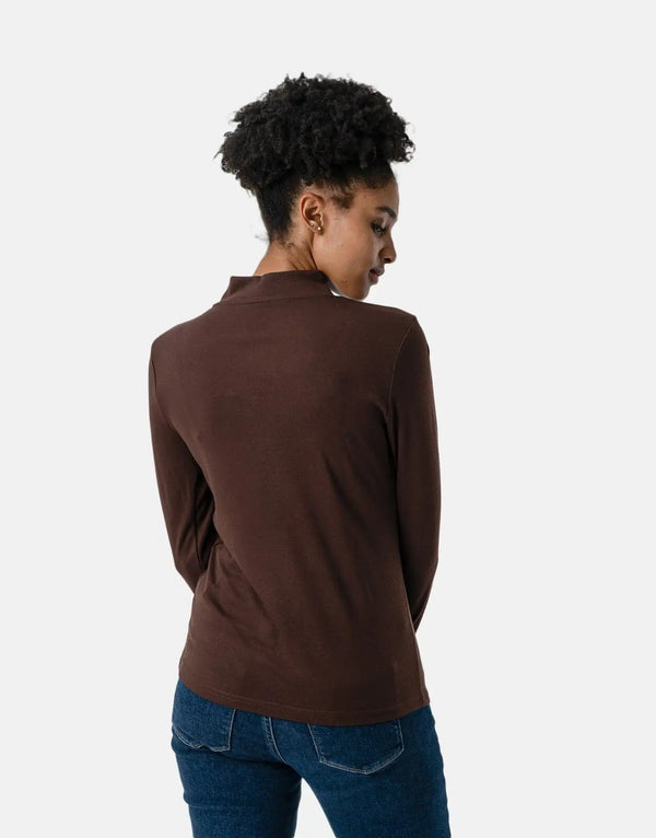 Polo Ava LS Second Skin Chestnut Top