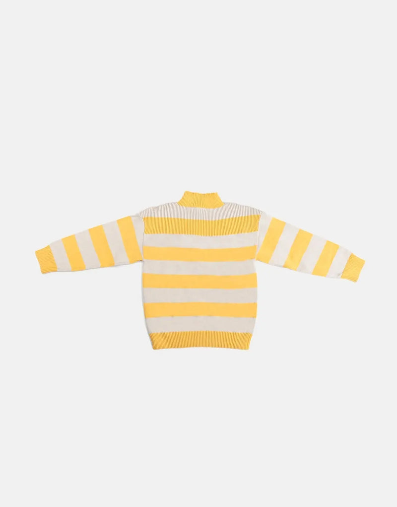 Polo Cara Striped Knitted Pullover Yellow