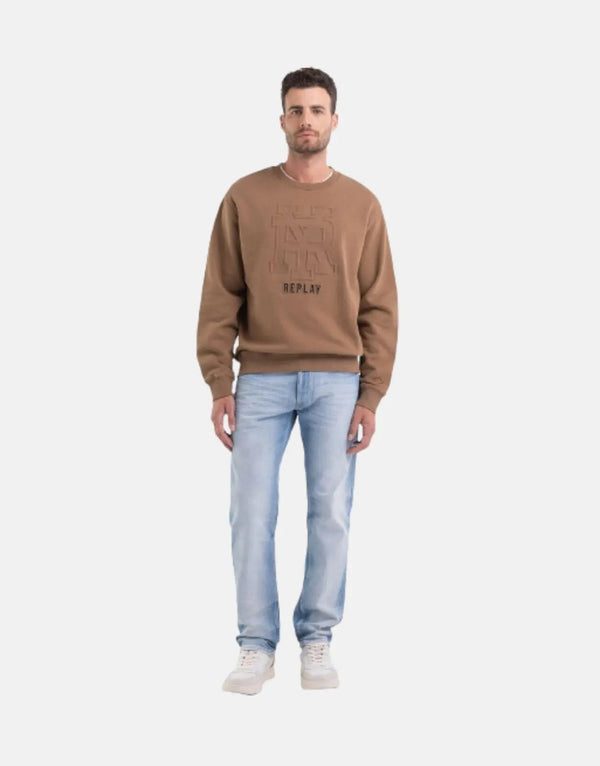 Replay Emossed Logo Brown Sweatshirt