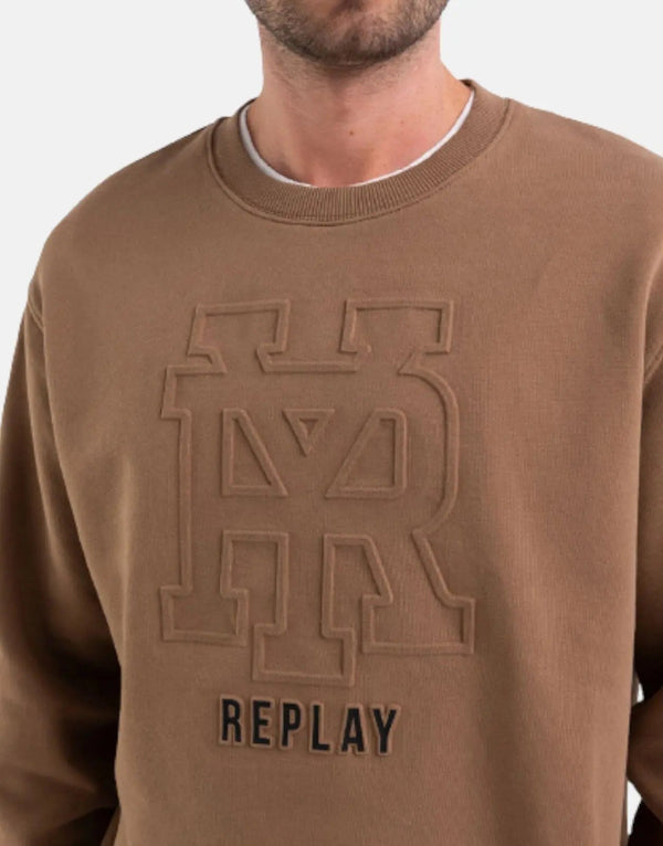 Replay Emossed Logo Brown Sweatshirt