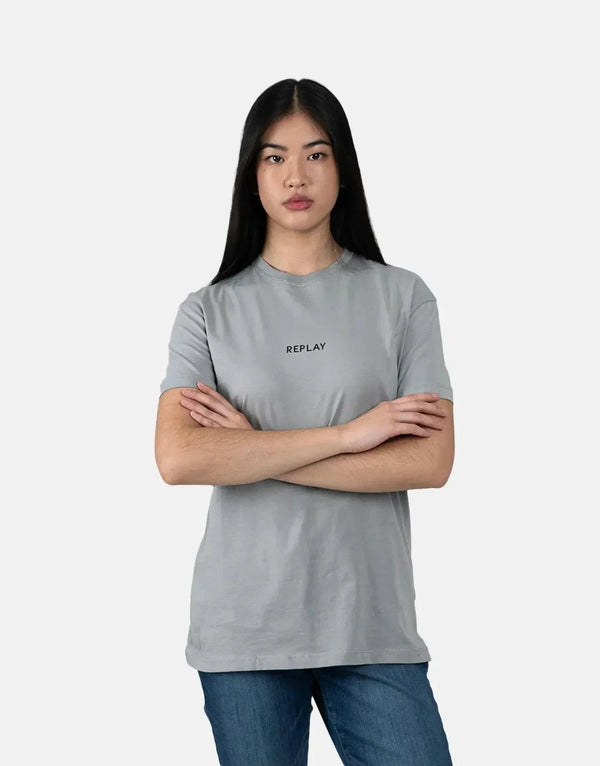 Replay Glitter Logo Grey T-Shirt