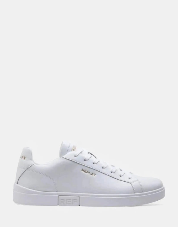 Replay Polys Gold Trim White Sneakers