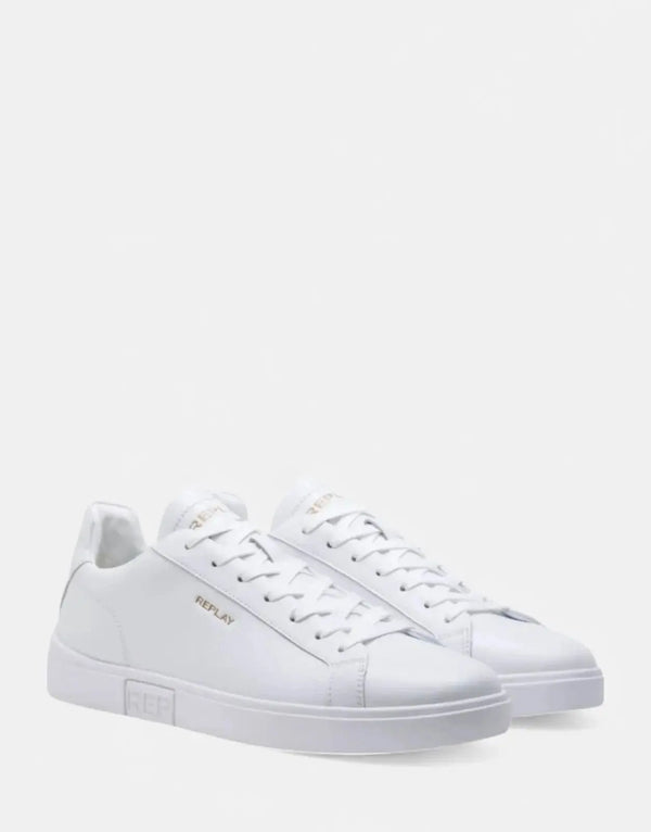 Replay Polys Gold Trim White Sneakers