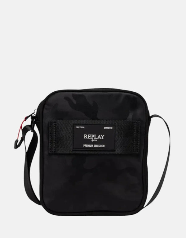 Replay Premium Selection Black Camo Side Bag