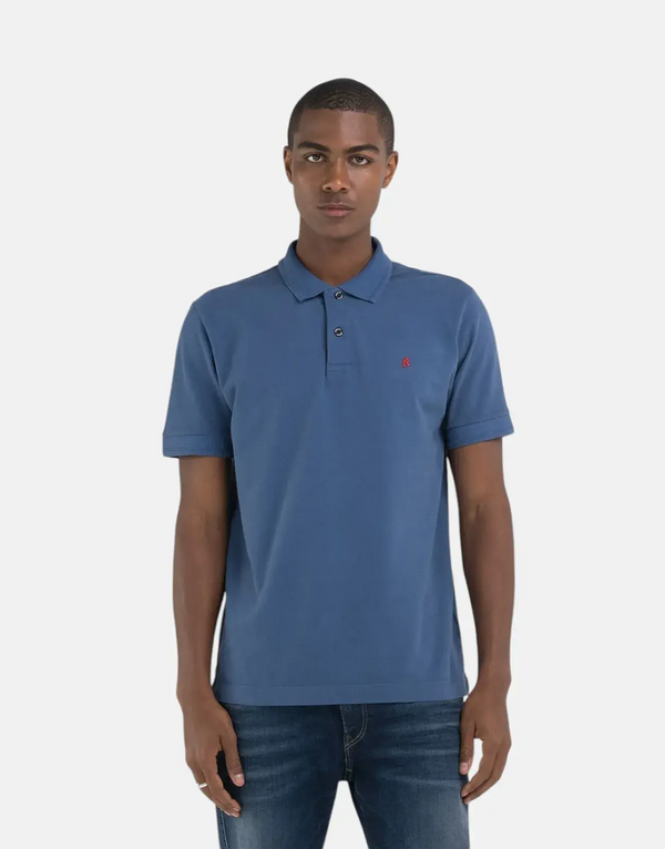Replay R Badge Blue Polo Shirt