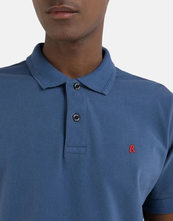 Replay R Badge Blue Polo Shirt
