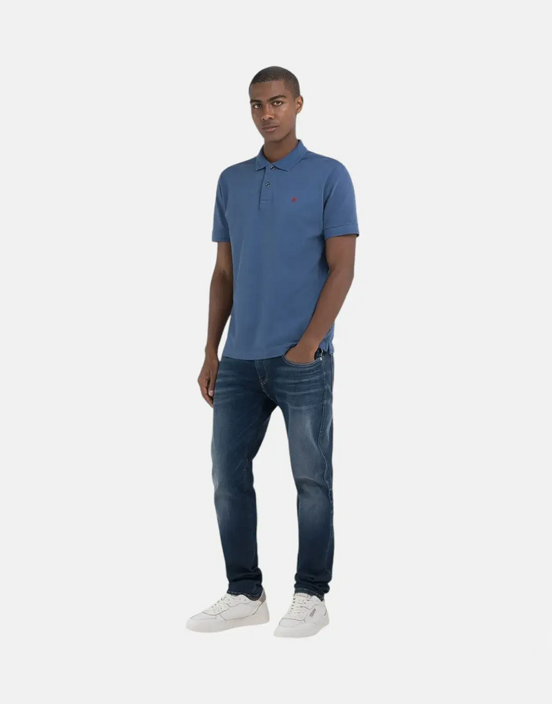 Replay R Badge Blue Polo Shirt