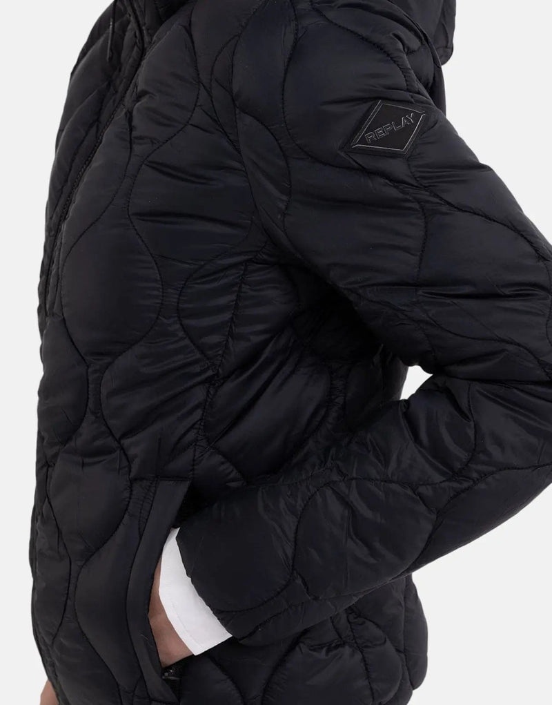 Replay Recycled Quilted Black Ladies Jacket