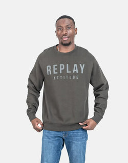 Replay Tonal Font Sweatshirt Dark Grey