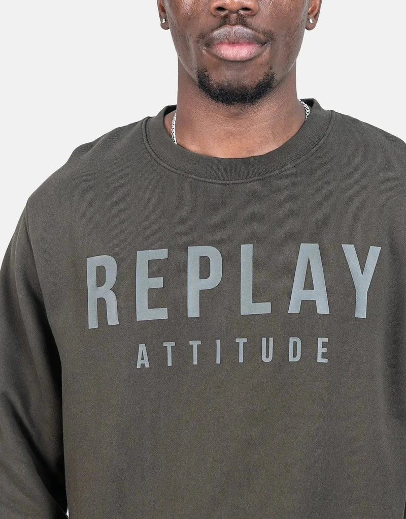 Replay Tonal Font Sweatshirt Dark Grey