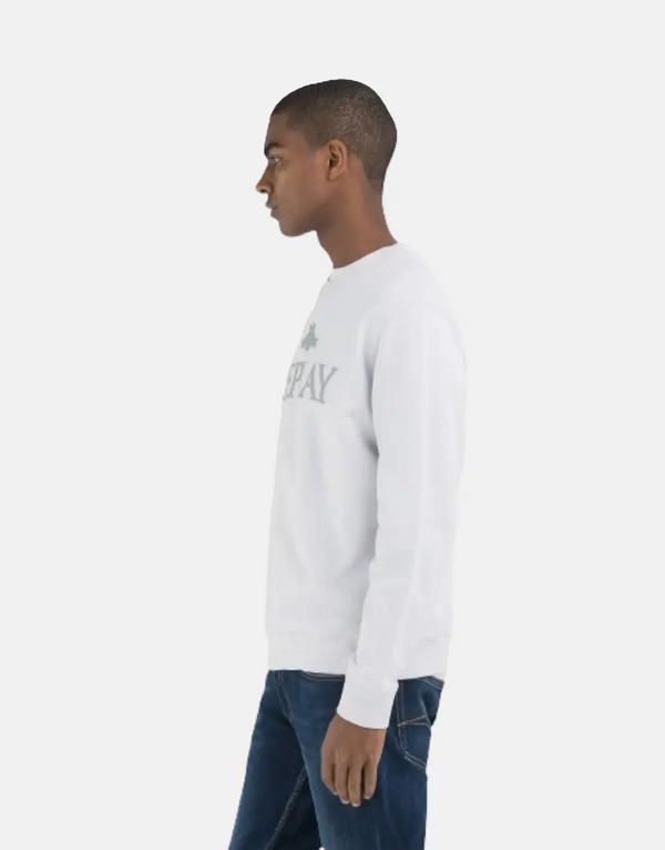Replay University Large Font Logo Artic Grey Sweatshirt