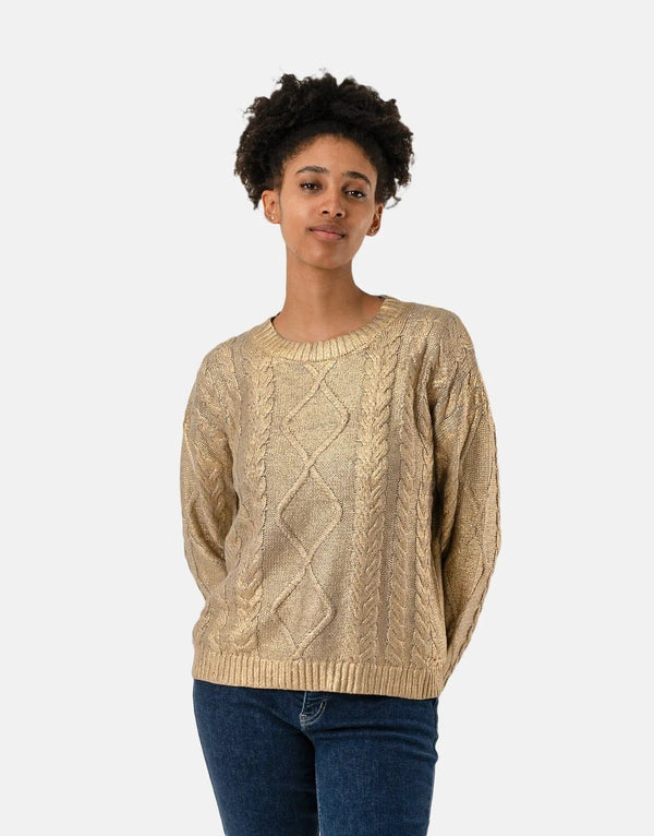 Sissy Boy Gold Metallic Chunky Cable Top