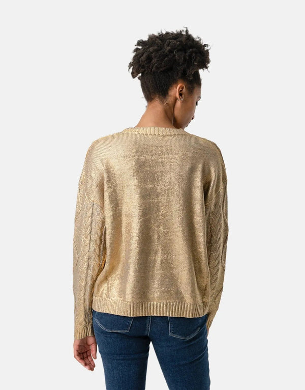 Sissy Boy Gold Metallic Chunky Cable Top