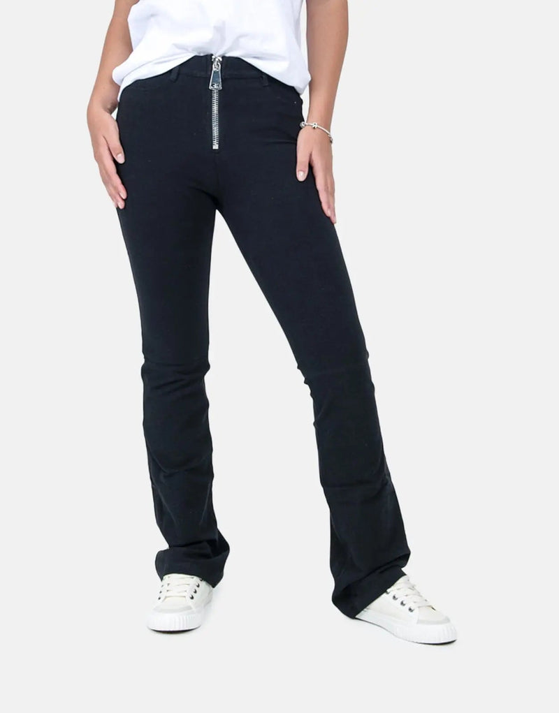 Sissy Boy Zip Knit High Waisted Black Denim Bootleg Jeans