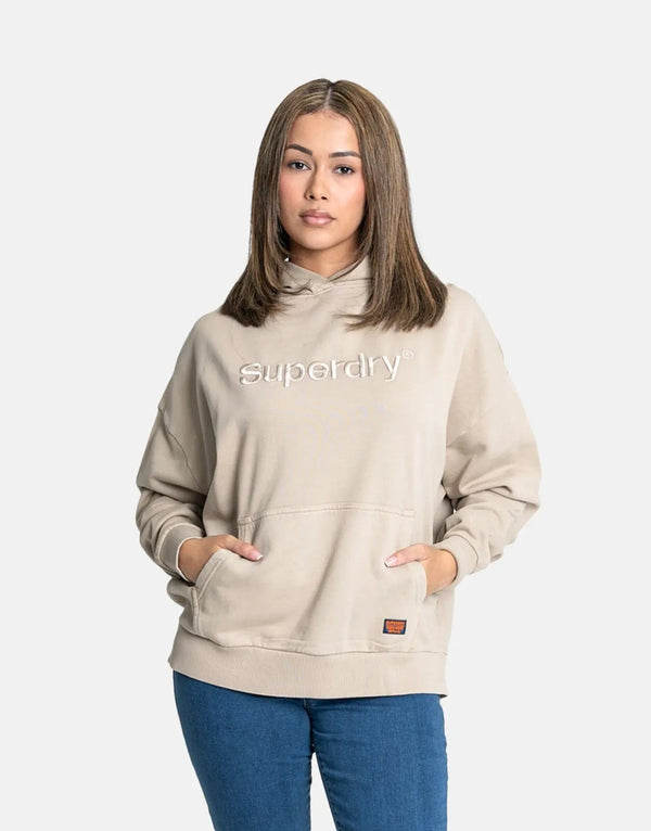 Superdry EMB Core Logo Relaxed Feather Grey Hoody