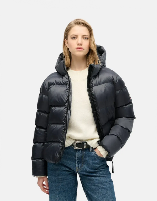Superdry Hooded Luxe Sports Puffer Ebony Sheen Jacket