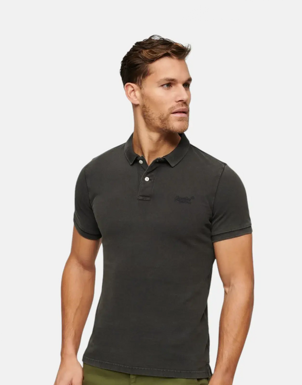 Superdry Vint Destroy Black Polo Shirt