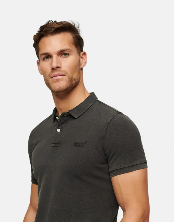 Superdry Vint Destroy Black Polo Shirt
