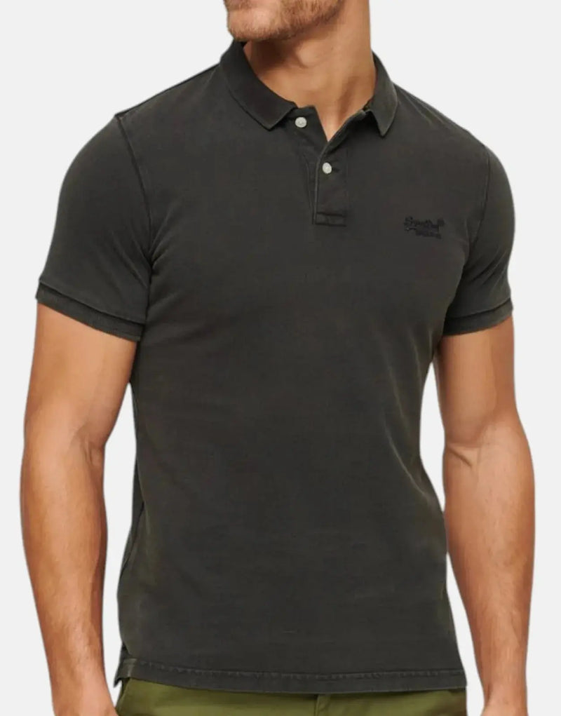 Superdry Vint Destroy Black Polo Shirt