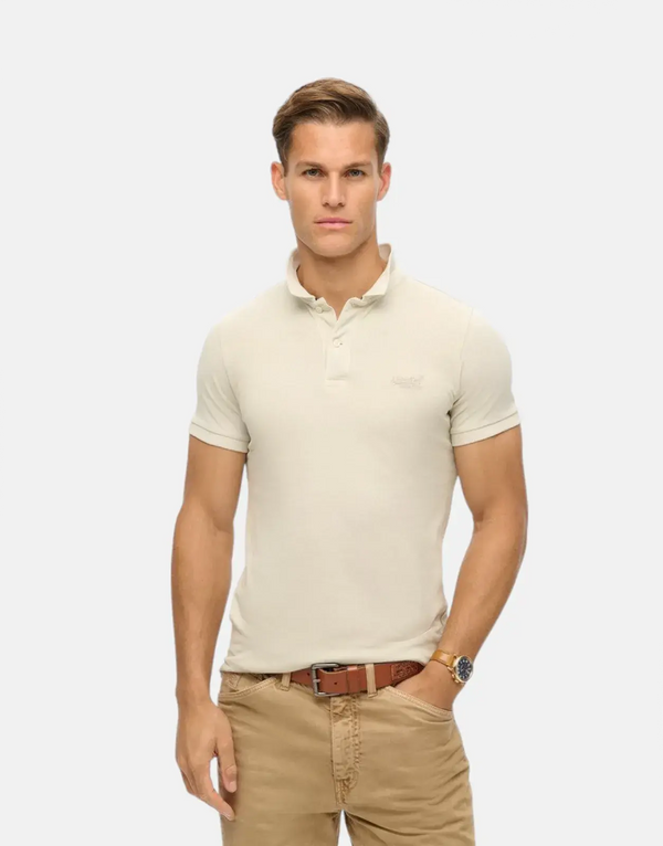 Superdry Vint Destroy Chalk White Polo Shirt