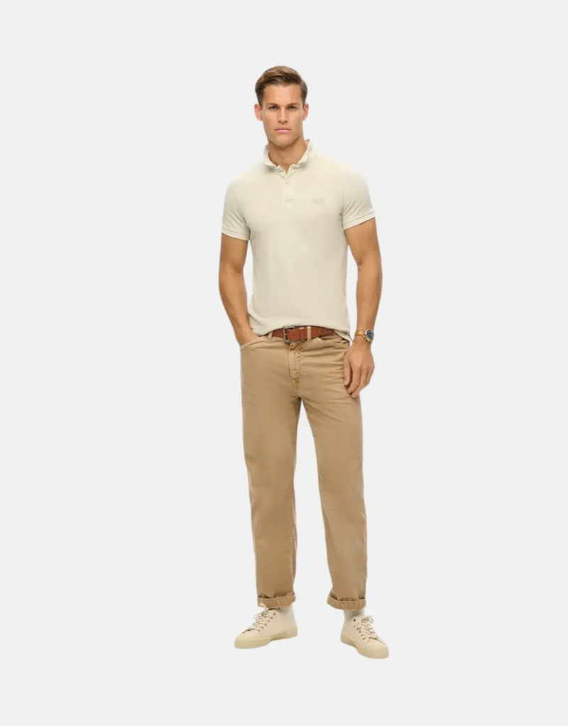Superdry Vint Destroy Chalk White Polo Shirt